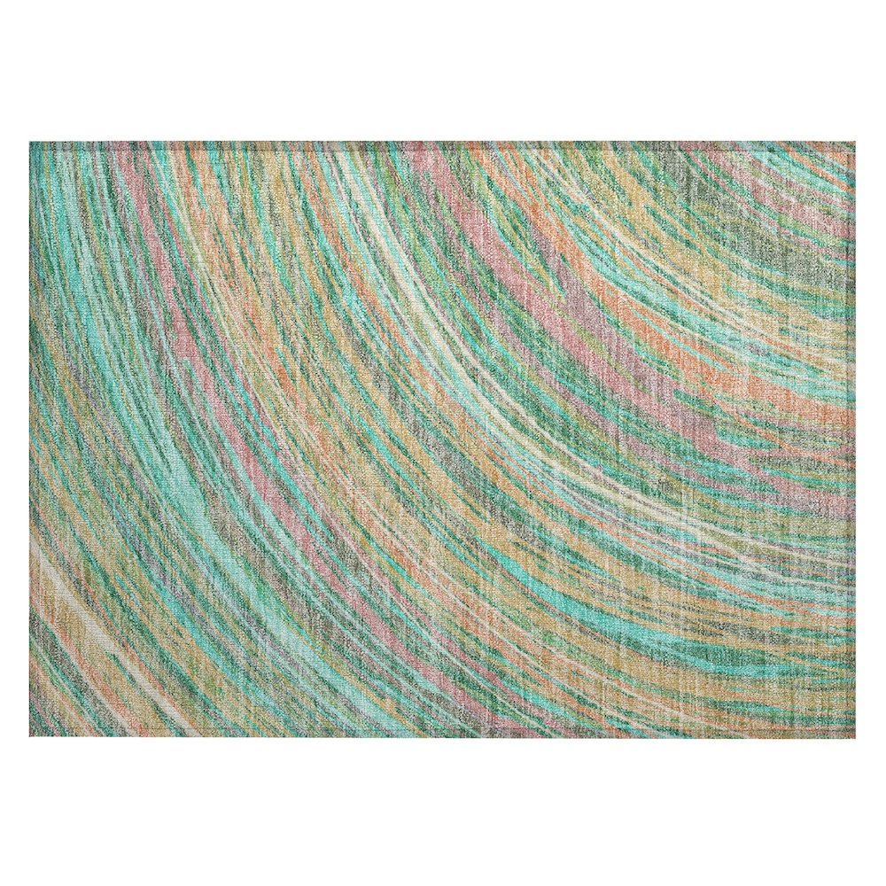 Machine Washable Indoor/Outdoor Chantille ACN2094 Teal 1'8" x 2'6" Rug. Picture 1