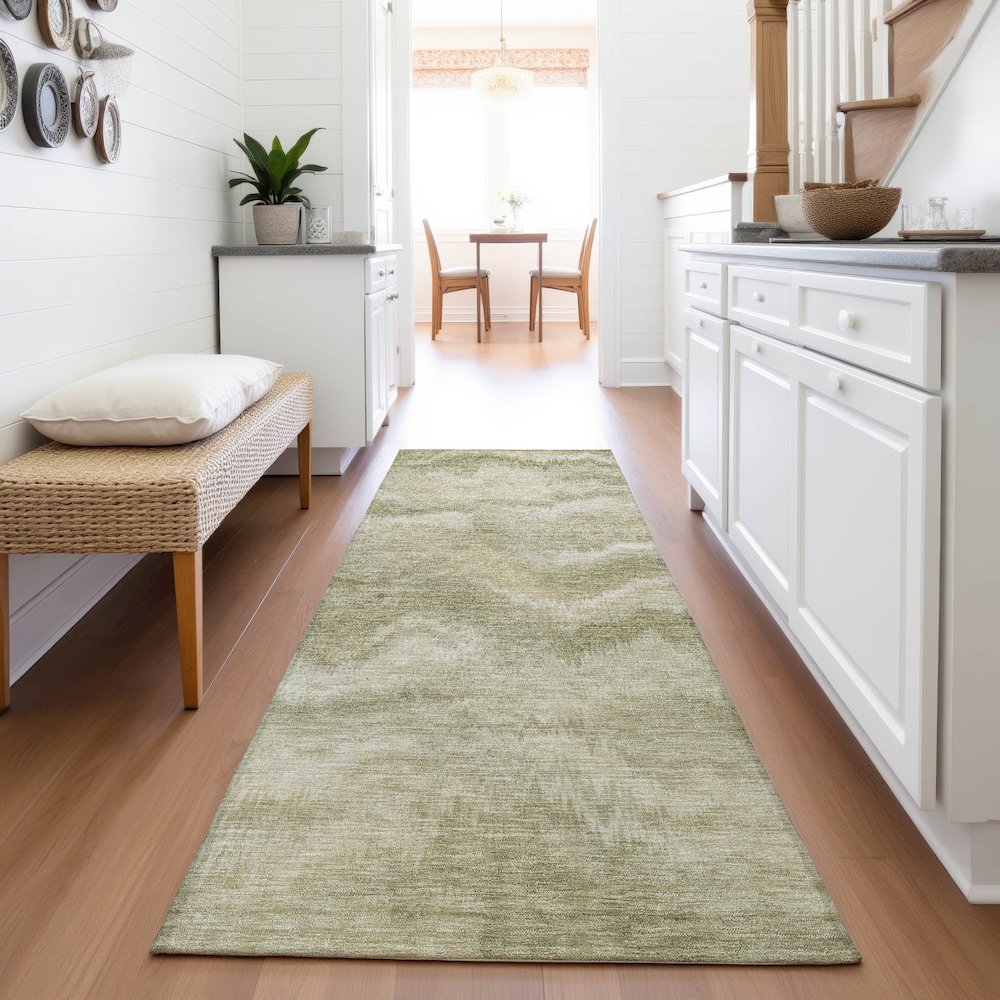 Machine Washable Indoor/Outdoor Chantille ACN2095 Sage 2'3" x 7'6" Runner Rug. Picture 5