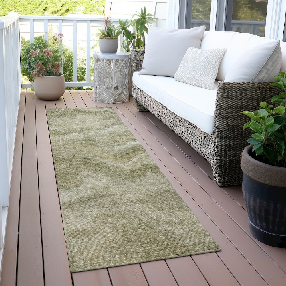 Machine Washable Indoor/Outdoor Chantille ACN2095 Sage 2'3" x 7'6" Runner Rug. Picture 6