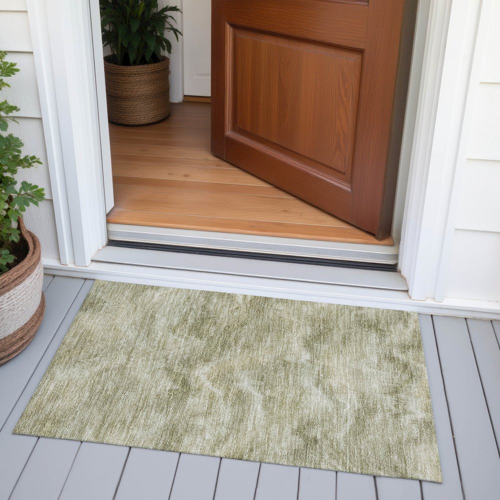 Machine Washable Indoor/Outdoor Chantille ACN2095 Sage 1'8" x 2'6" Rug. Picture 6