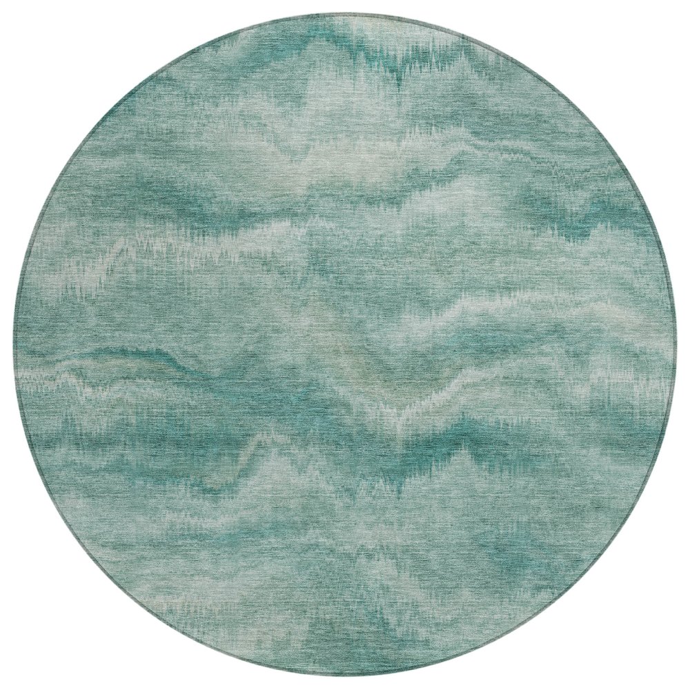 Machine Washable Indoor/Outdoor Chantille ACN2095 Teal 8' x 8' Round Rug. Picture 1