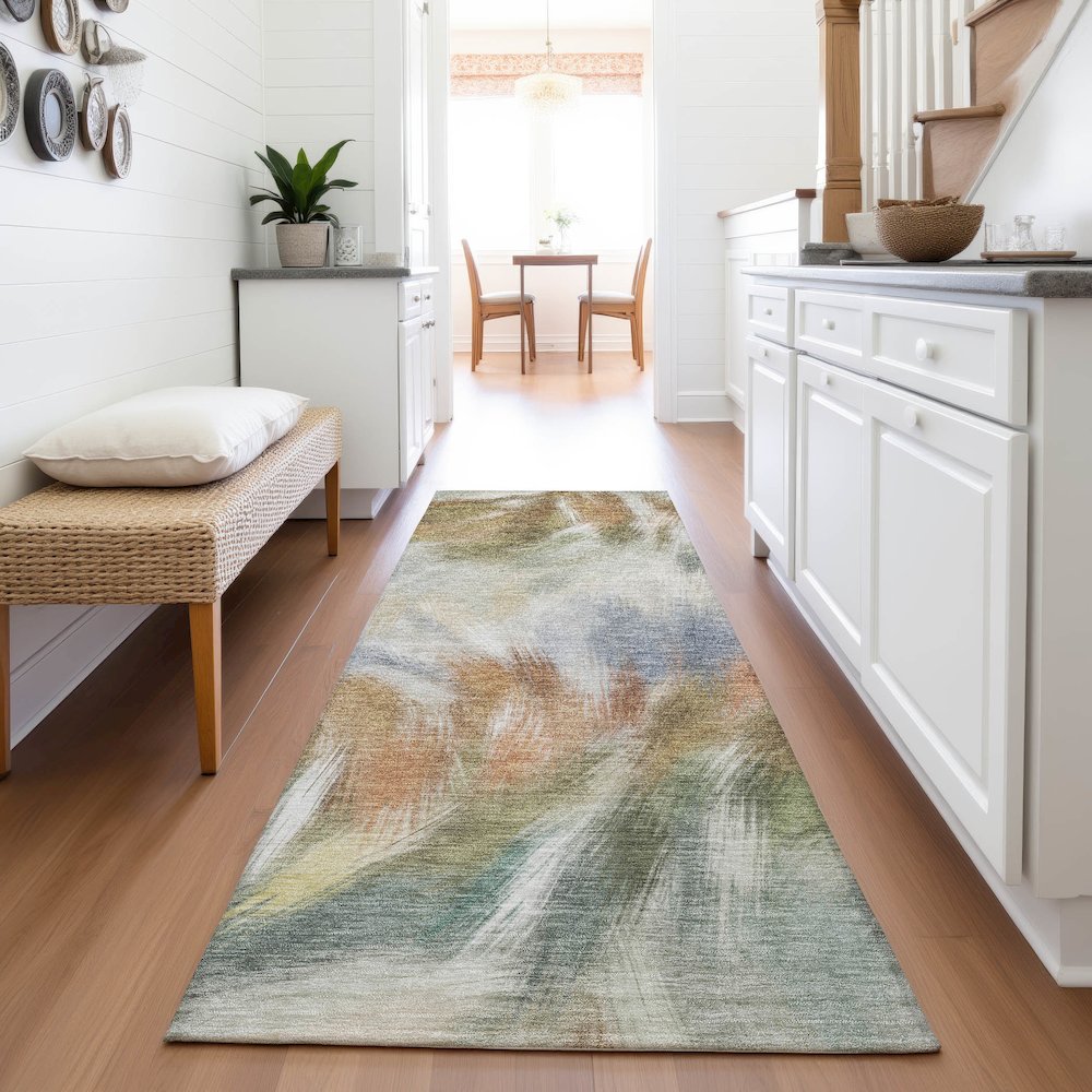 Machine Washable Indoor/Outdoor Chantille ACN2096 Beige 2'3" x 7'6" Runner Rug. Picture 5