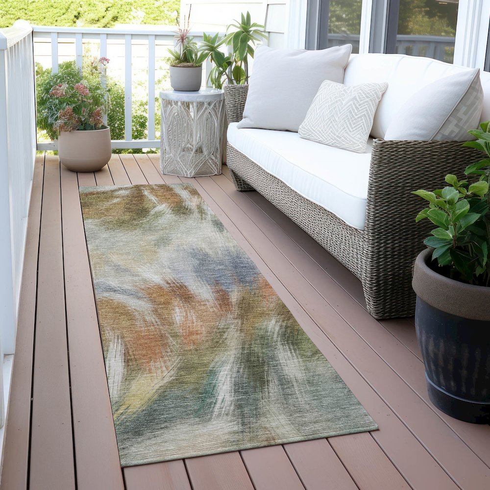 Machine Washable Indoor/Outdoor Chantille ACN2096 Beige 2'3" x 7'6" Runner Rug. Picture 6