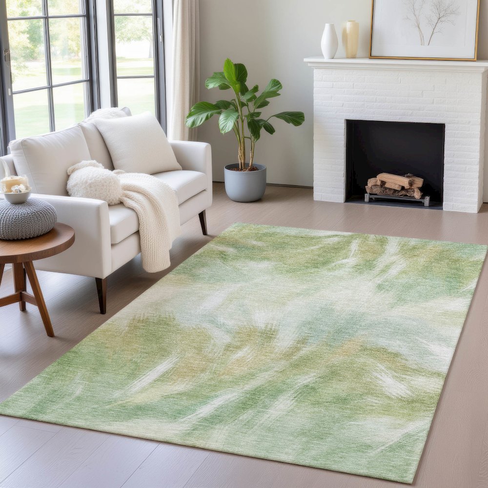 Machine Washable Indoor/Outdoor Chantille ACN2096 Green 2'6" x 3'10" Rug. Picture 5
