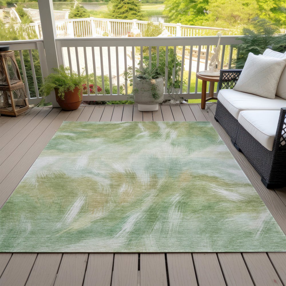 Machine Washable Indoor/Outdoor Chantille ACN2096 Green 2'6" x 3'10" Rug. Picture 8