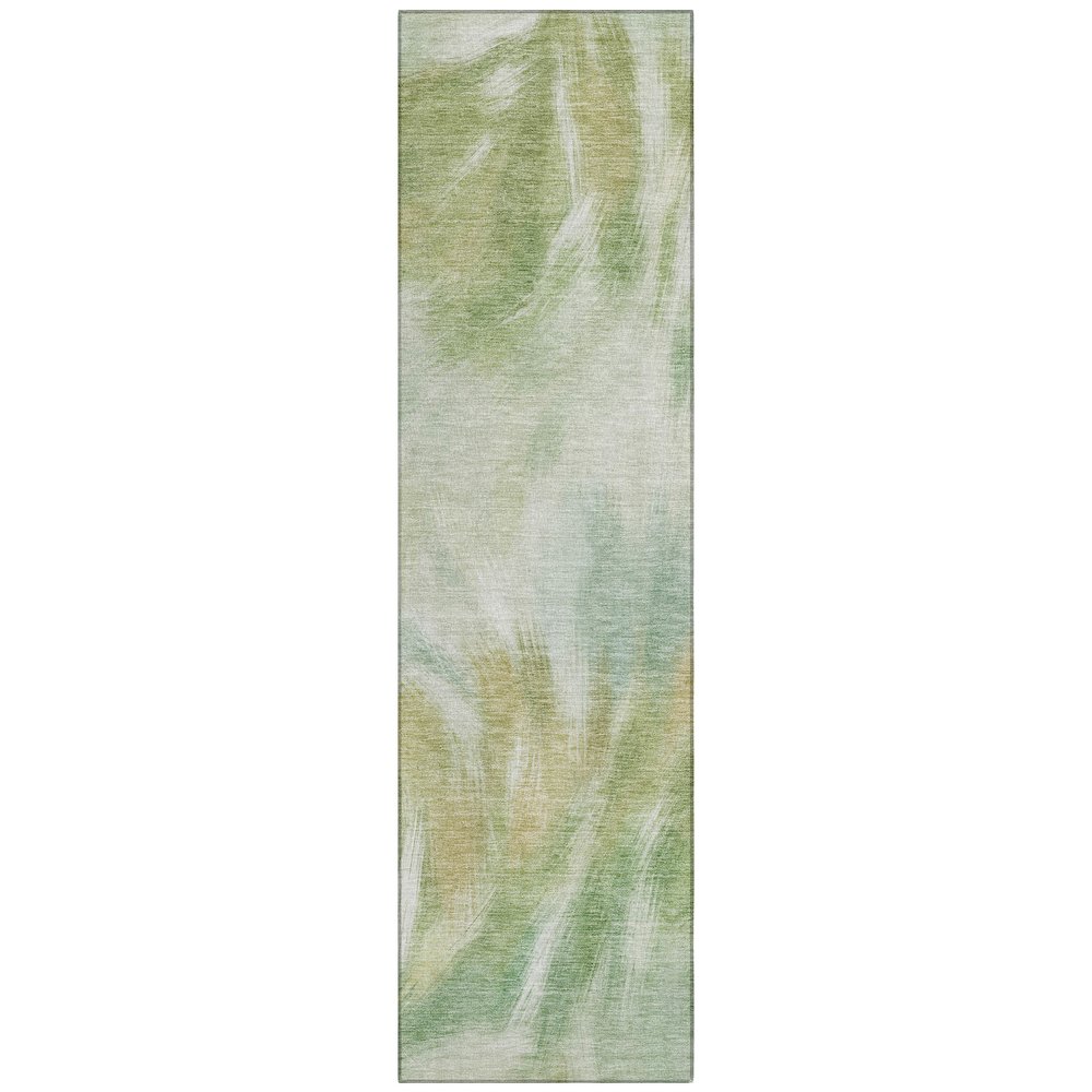 Machine Washable Indoor/Outdoor Chantille ACN2096 Green 2'3" x 7'6" Runner Rug. Picture 1