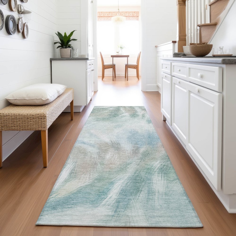 Machine Washable Indoor/Outdoor Chantille ACN2096 Sky 2'3" x 7'6" Runner Rug. Picture 5