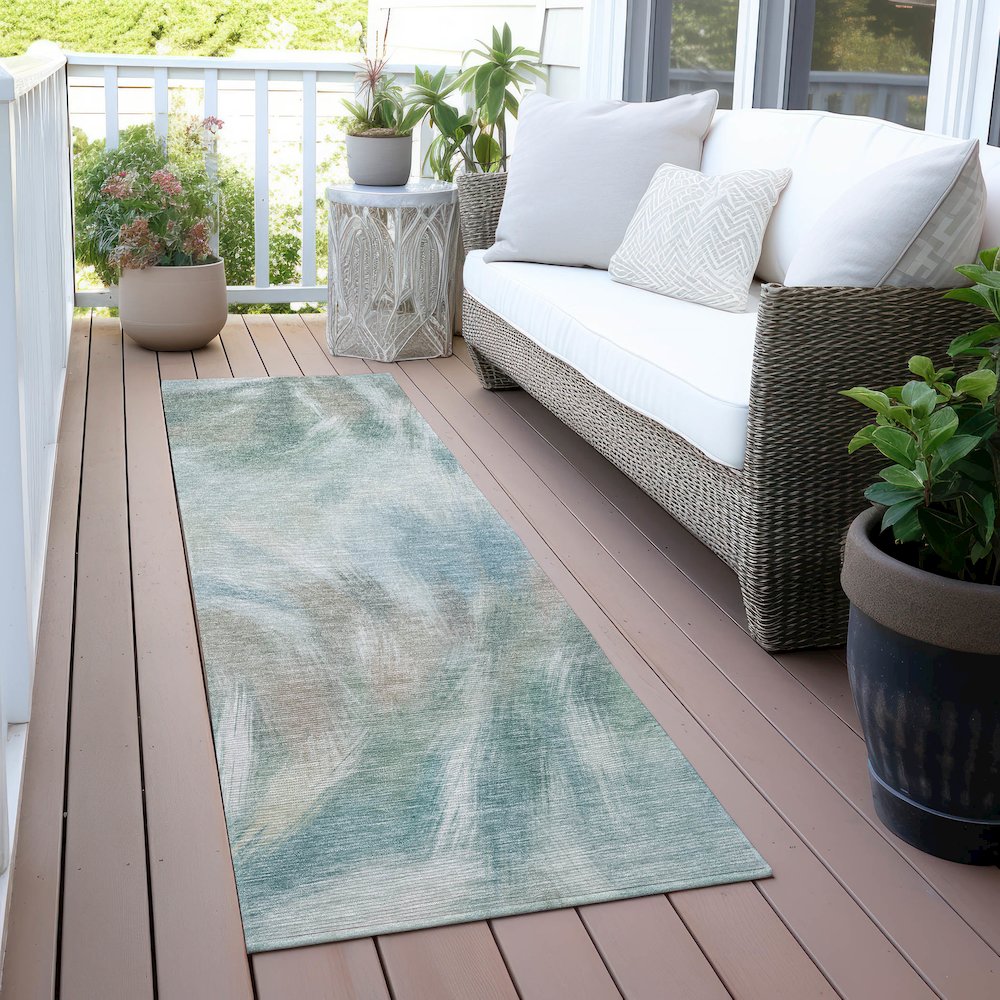 Machine Washable Indoor/Outdoor Chantille ACN2096 Sky 2'3" x 7'6" Runner Rug. Picture 6