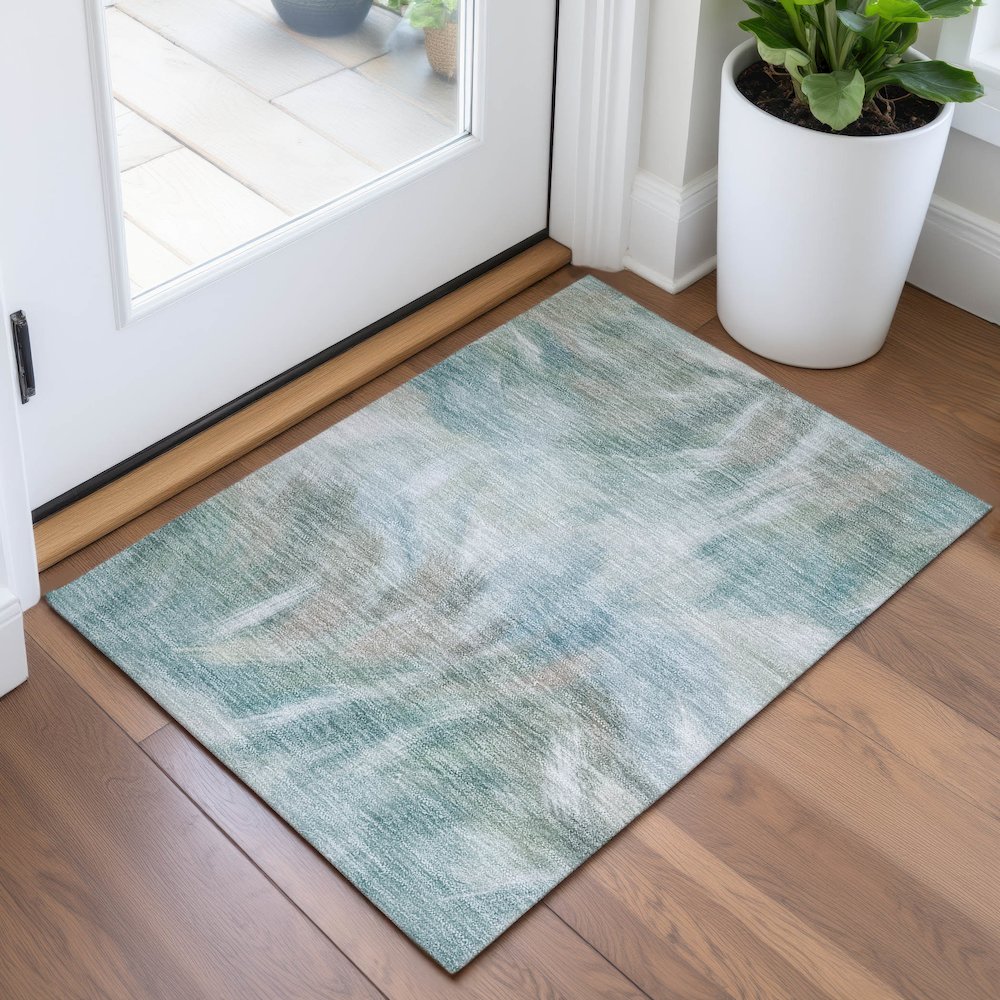 Machine Washable Indoor/Outdoor Chantille ACN2096 Sky 1'8" x 2'6" Rug. Picture 5
