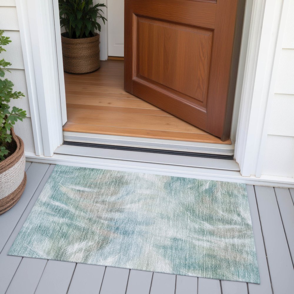 Machine Washable Indoor/Outdoor Chantille ACN2096 Sky 1'8" x 2'6" Rug. Picture 6