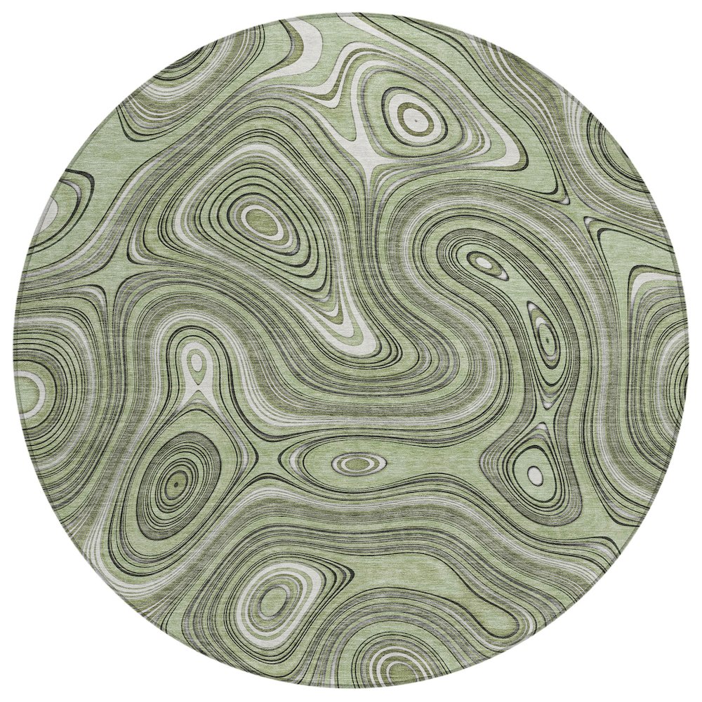 Machine Washable Indoor/Outdoor Chantille ACN2097 Aloe 8' x 8' Round Rug. Picture 1