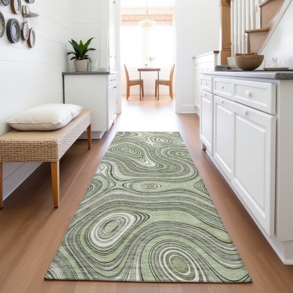 Machine Washable Indoor/Outdoor Chantille ACN2097 Aloe 2'3" x 7'6" Runner Rug. Picture 5