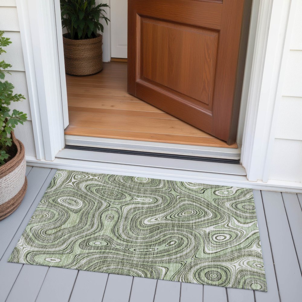 Machine Washable Indoor/Outdoor Chantille ACN2097 Aloe 1'8" x 2'6" Rug. Picture 6