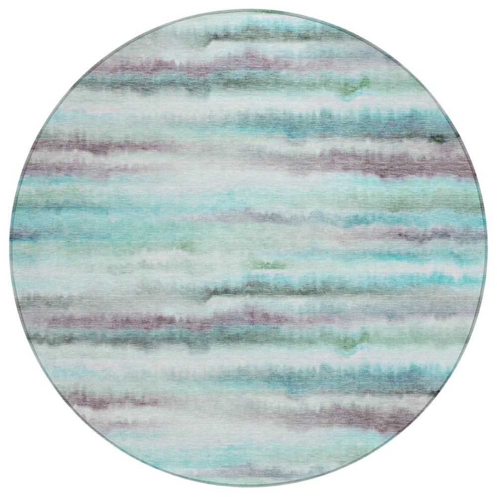 Machine Washable Indoor/Outdoor Chantille ACN2098 Teal 8' x 8' Round Rug. Picture 1