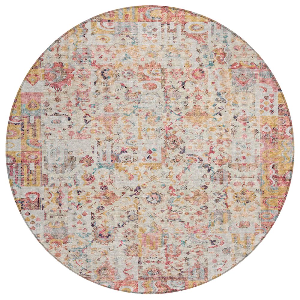 Machine Washable Indoor/Outdoor Chantille ACN2099 Pink 8' x 8' Round Rug. Picture 1