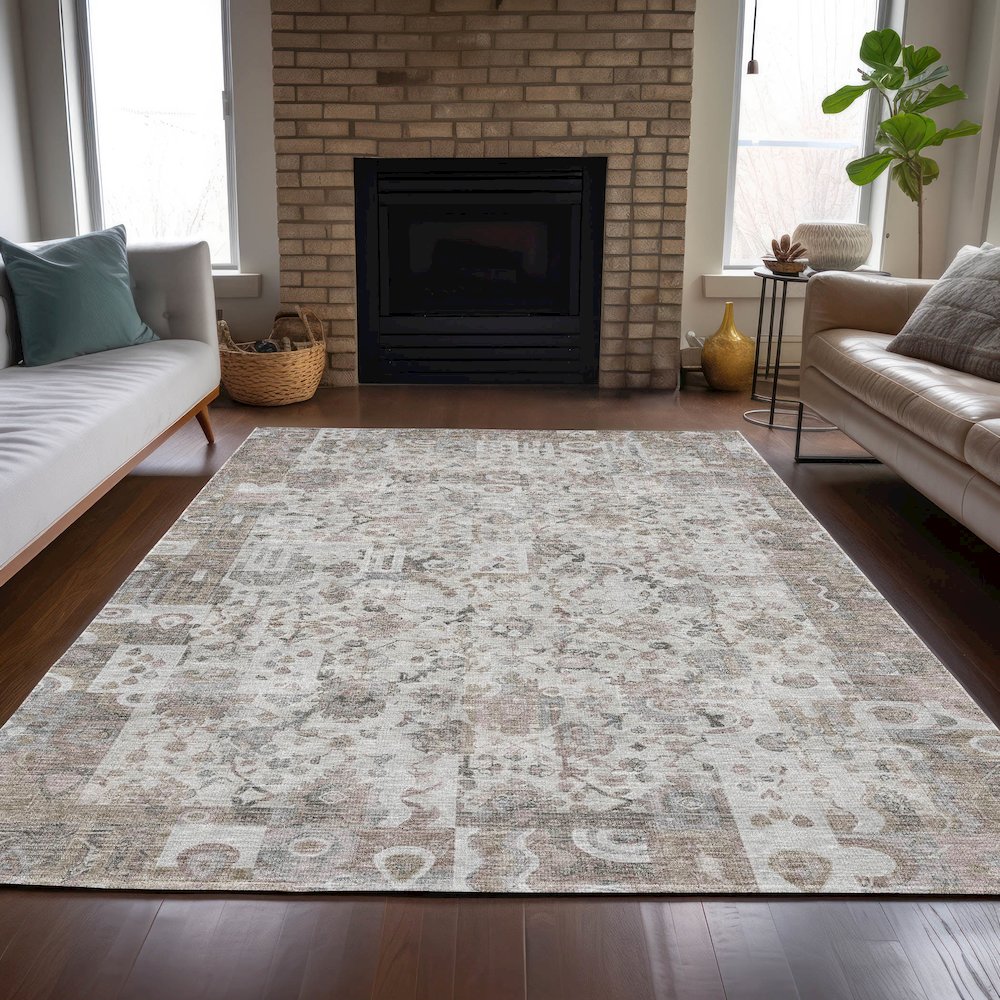 Machine Washable Indoor/Outdoor Chantille ACN2099 Taupe 2'6" x 3'10" Rug. Picture 6