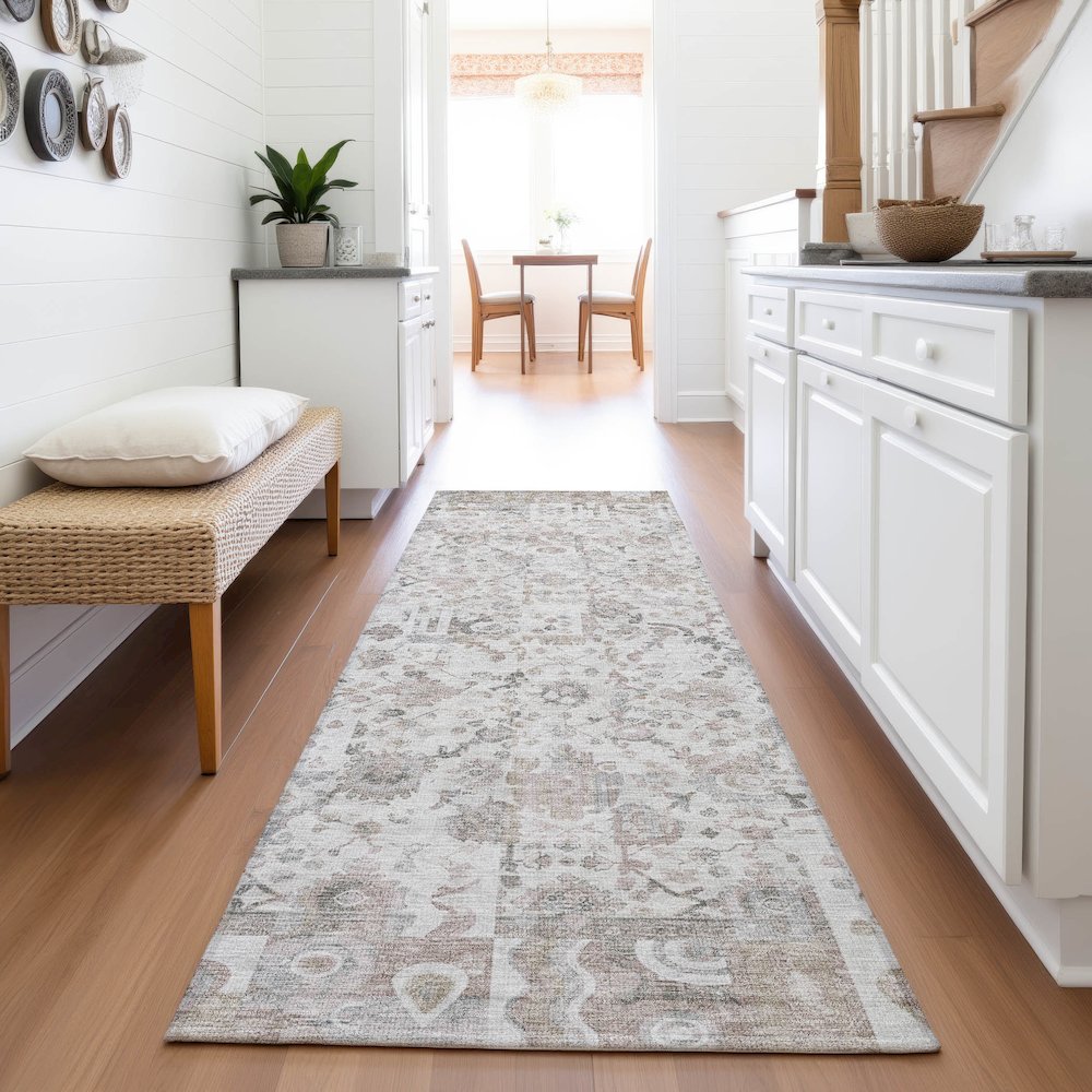 Machine Washable Indoor/Outdoor Chantille ACN2099 Taupe 2'3" x 7'6" Runner Rug. Picture 5