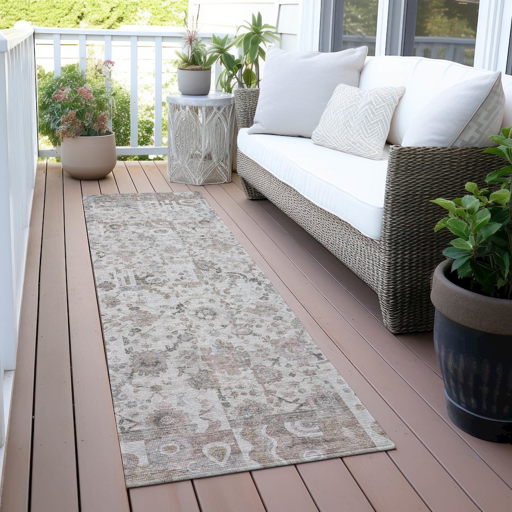 Machine Washable Indoor/Outdoor Chantille ACN2099 Taupe 2'3" x 7'6" Runner Rug. Picture 6