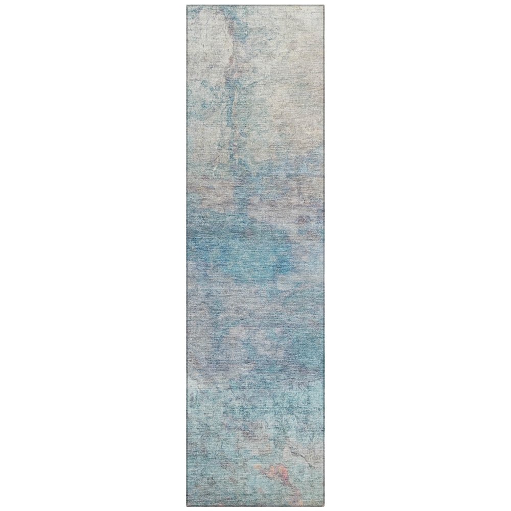 Machine Washable Indoor/Outdoor Chantille ACN2100 Aqua 2'3" x 7'6" Runner Rug. Picture 1