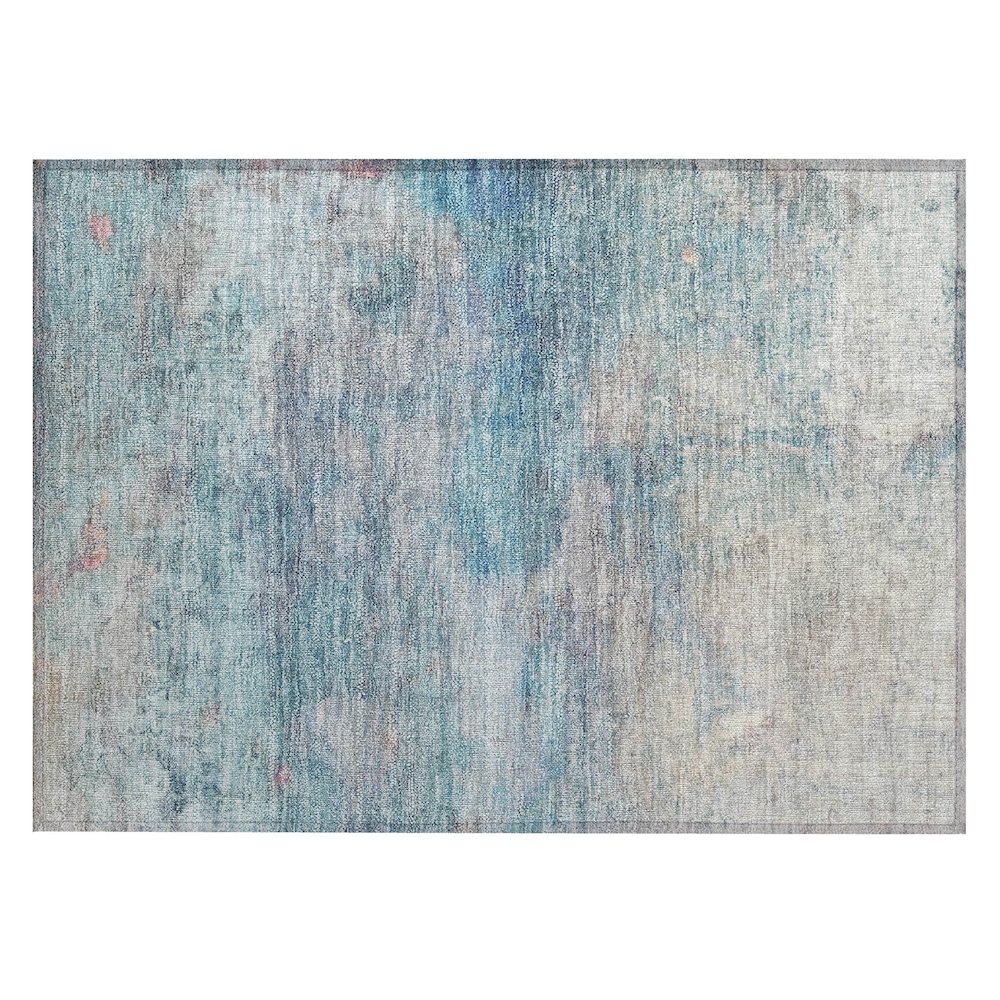Machine Washable Indoor/Outdoor Chantille ACN2100 Aqua 1'8" x 2'6" Rug. Picture 1