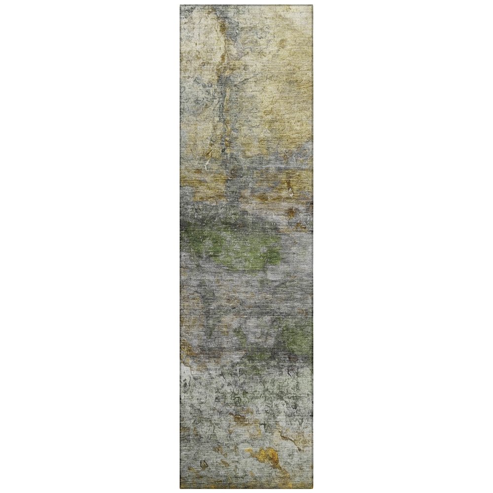 Machine Washable Indoor/Outdoor Chantille ACN2100 Olive 2'3" x 7'6" Runner Rug. Picture 1