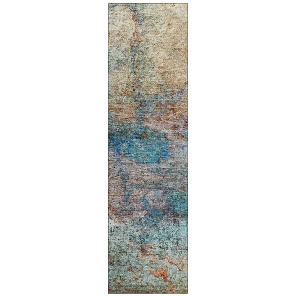 Machine Washable Indoor/Outdoor Chantille ACN2100 Teal 2'3" x 7'6" Runner Rug. Picture 1