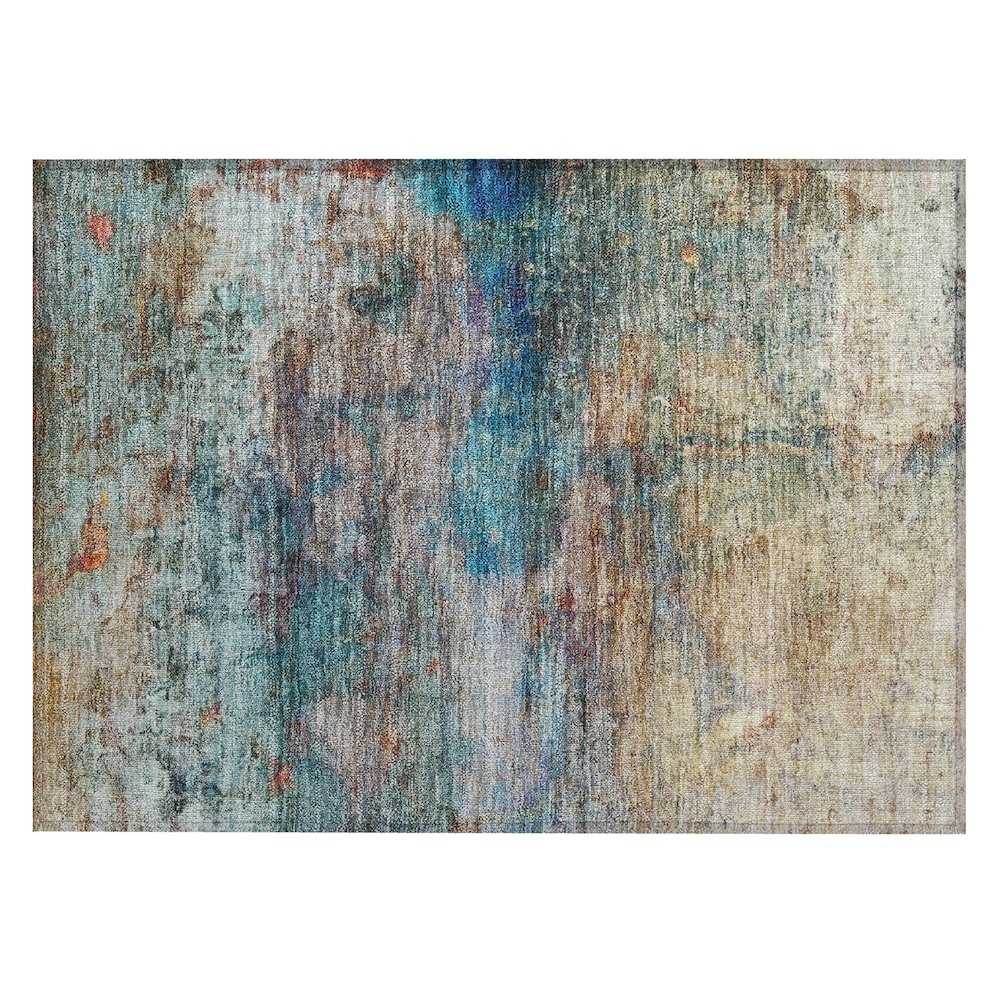 Machine Washable Indoor/Outdoor Chantille ACN2100 Teal 1'8" x 2'6" Rug. Picture 1