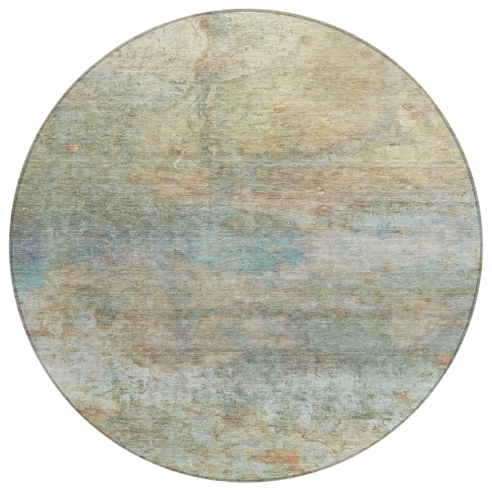 Machine Washable Indoor/Outdoor Chantille ACN2100 Wheat 8' x 8' Round Rug. Picture 1