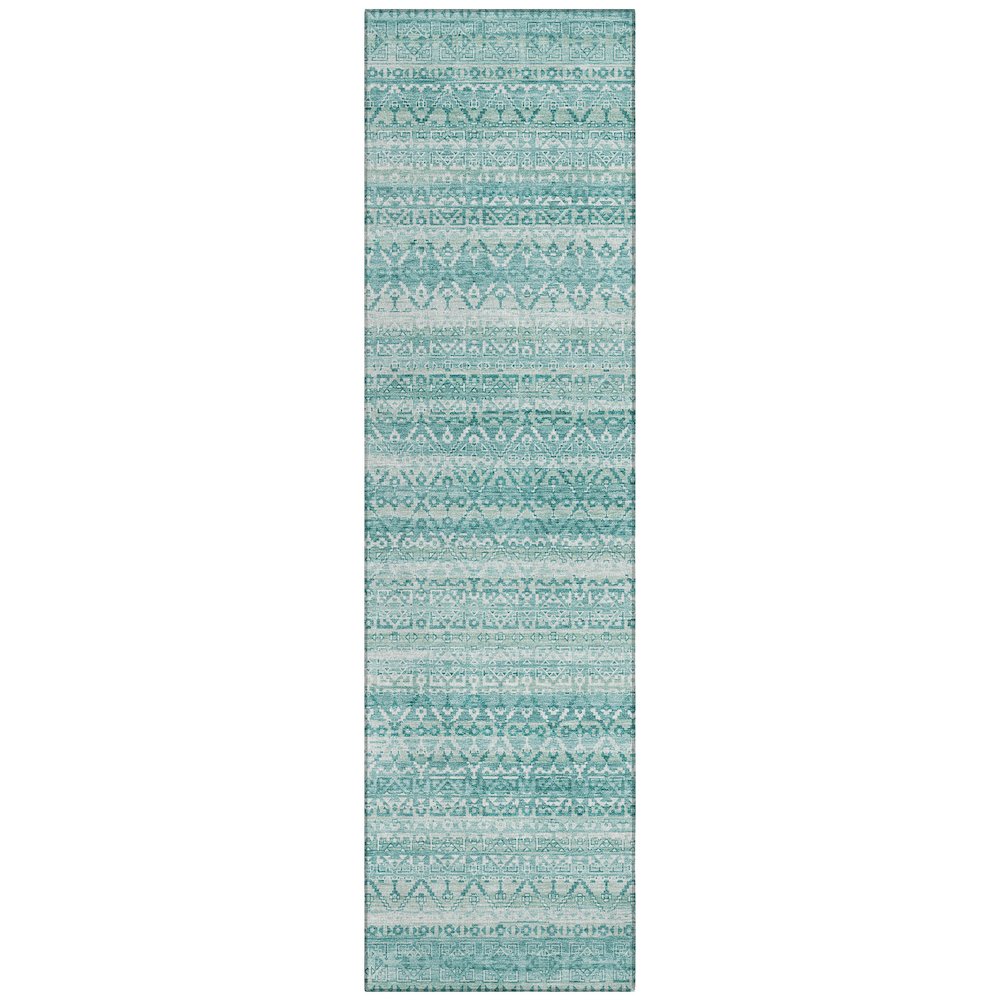 Machine Washable Indoor/Outdoor Chantille ACN2101 Aqua 2'3" x 7'6" Runner Rug. Picture 1