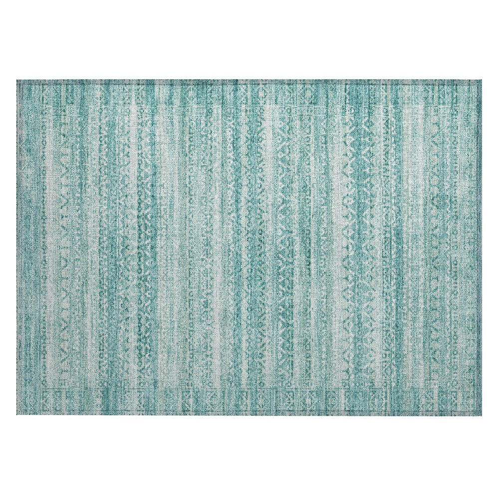 Machine Washable Indoor/Outdoor Chantille ACN2101 Aqua 1'8" x 2'6" Rug. Picture 1