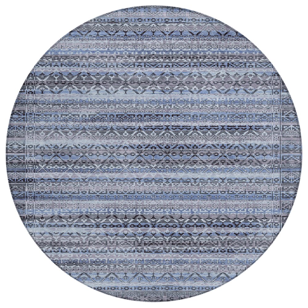 Machine Washable Indoor/Outdoor Chantille ACN2101 Blue 8' x 8' Round Rug. Picture 1