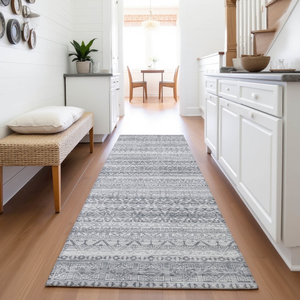 Machine Washable Indoor/Outdoor Chantille ACN2101 Gray 2'3" x 7'6" Runner Rug. Picture 5