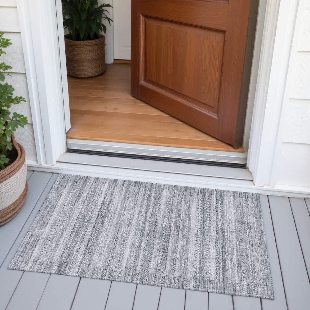 Machine Washable Indoor/Outdoor Chantille ACN2101 Gray 1'8" x 2'6" Rug. Picture 6