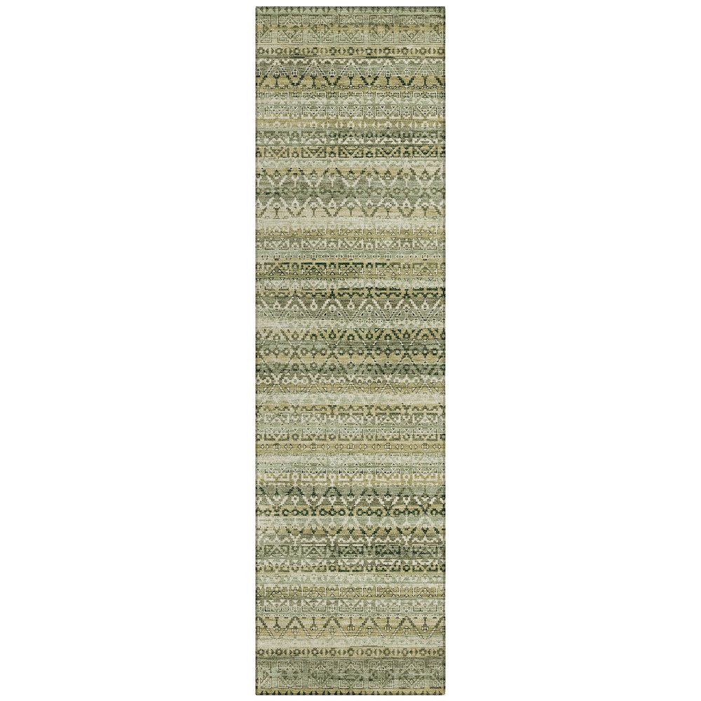 Machine Washable Indoor/Outdoor Chantille ACN2101 Green 2'3" x 7'6" Runner Rug. Picture 1