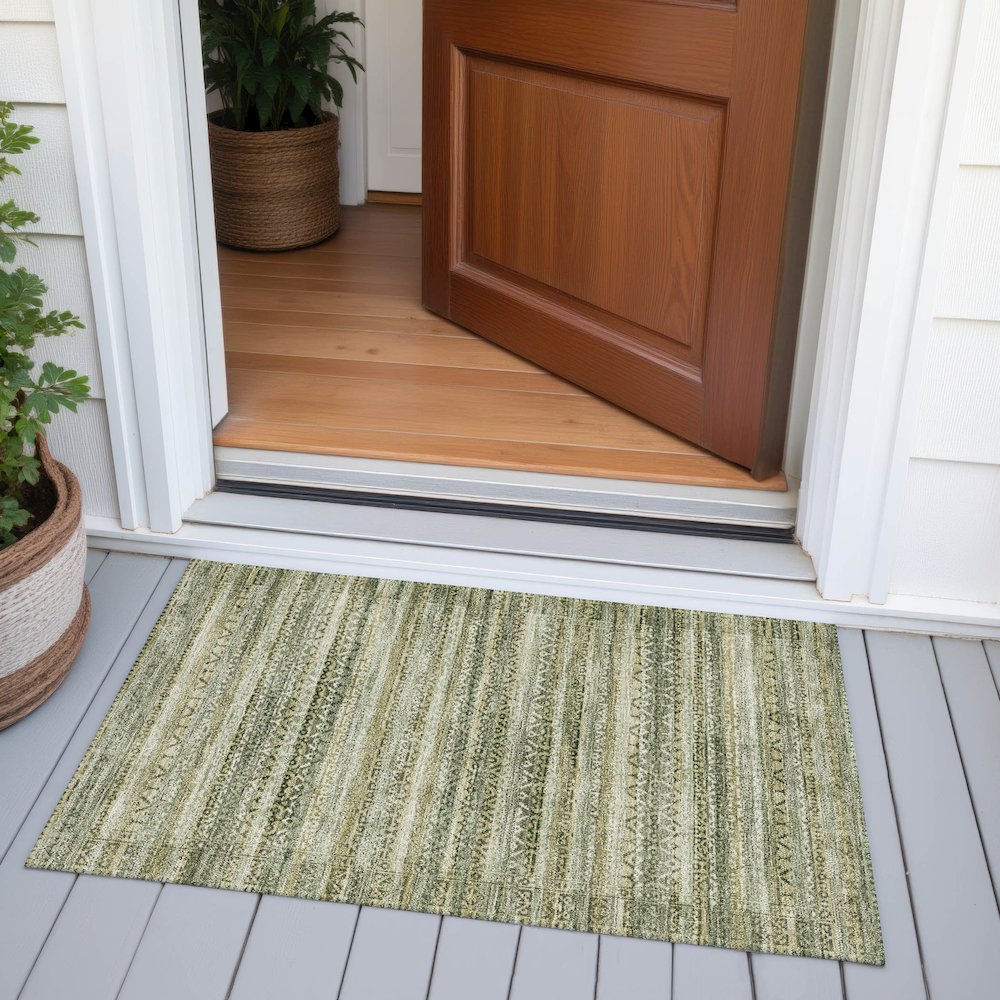Machine Washable Indoor/Outdoor Chantille ACN2101 Green 1'8" x 2'6" Rug. Picture 6