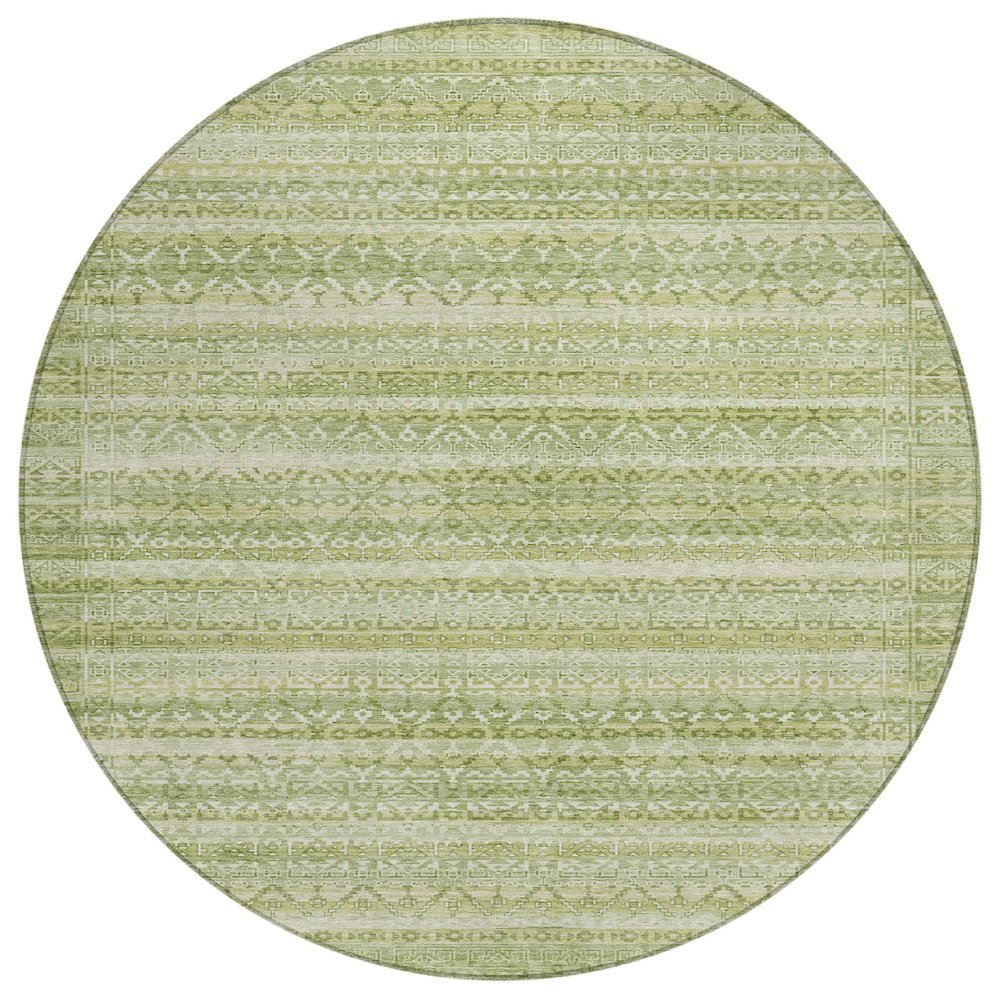 Machine Washable Indoor/Outdoor Chantille ACN2101 Sage 8' x 8' Round Rug. Picture 1