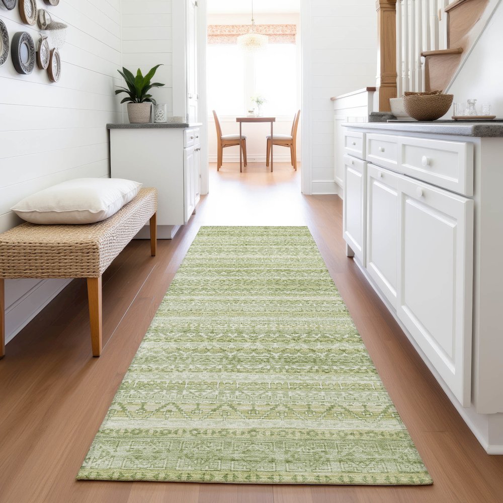 Machine Washable Indoor/Outdoor Chantille ACN2101 Sage 2'3" x 7'6" Runner Rug. Picture 5