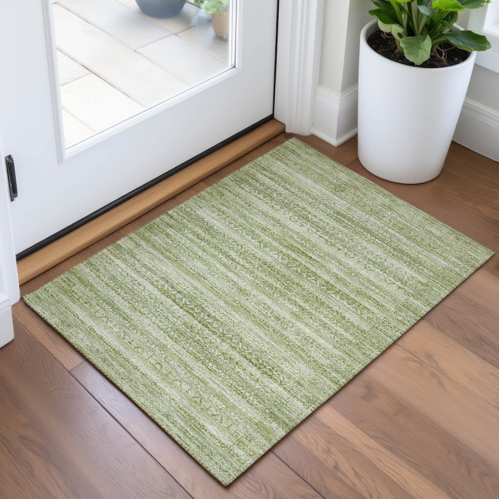 Machine Washable Indoor/Outdoor Chantille ACN2101 Sage 1'8" x 2'6" Rug. Picture 5