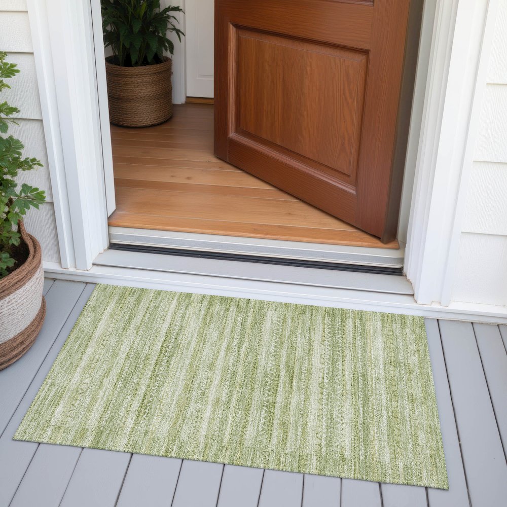 Machine Washable Indoor/Outdoor Chantille ACN2101 Sage 1'8" x 2'6" Rug. Picture 6