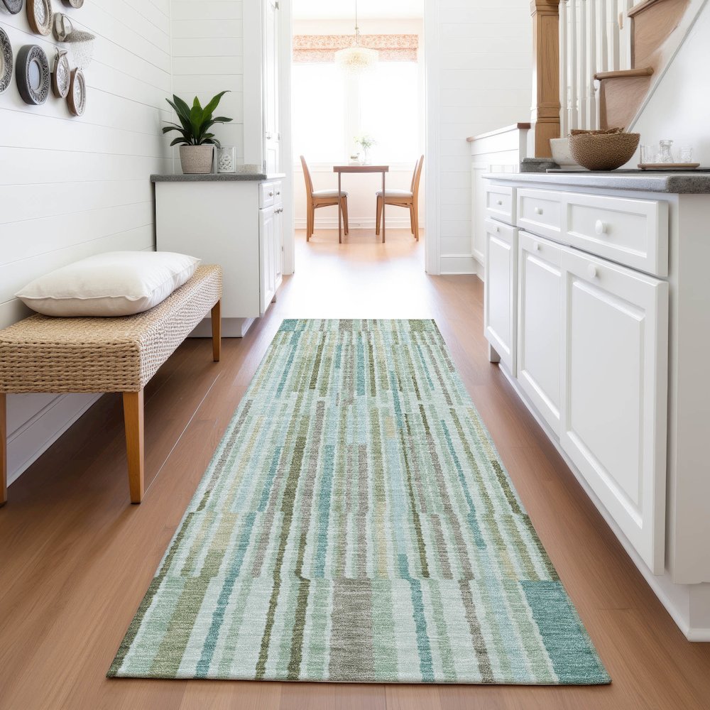 Machine Washable Indoor/Outdoor Chantille ACN2102 Aloe 2'3" x 7'6" Runner Rug. Picture 5