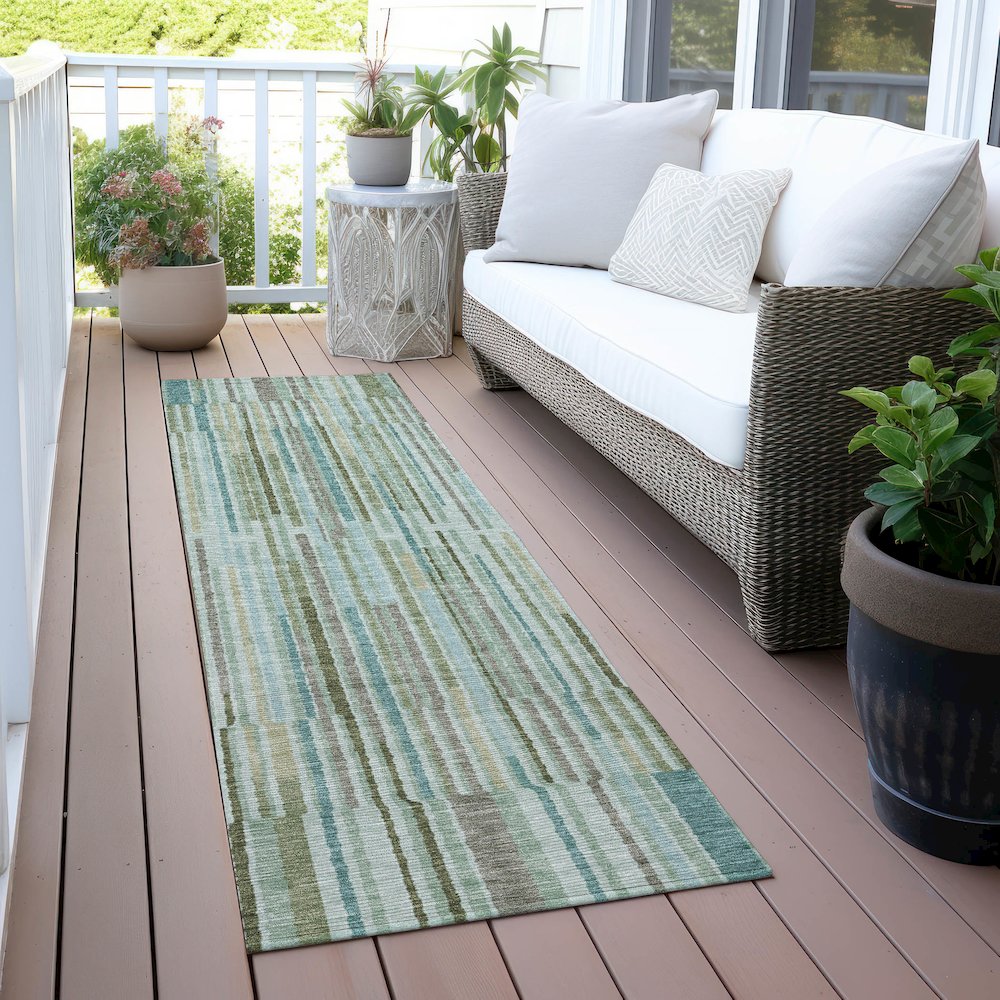 Machine Washable Indoor/Outdoor Chantille ACN2102 Aloe 2'3" x 7'6" Runner Rug. Picture 6