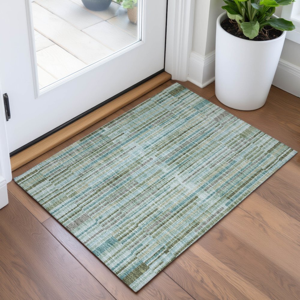 Machine Washable Indoor/Outdoor Chantille ACN2102 Aloe 1'8" x 2'6" Rug. Picture 5