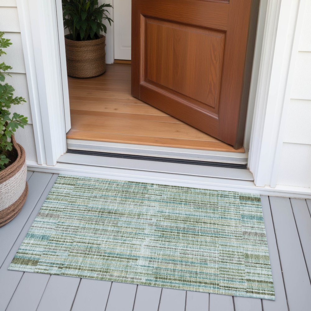 Machine Washable Indoor/Outdoor Chantille ACN2102 Aloe 1'8" x 2'6" Rug. Picture 6