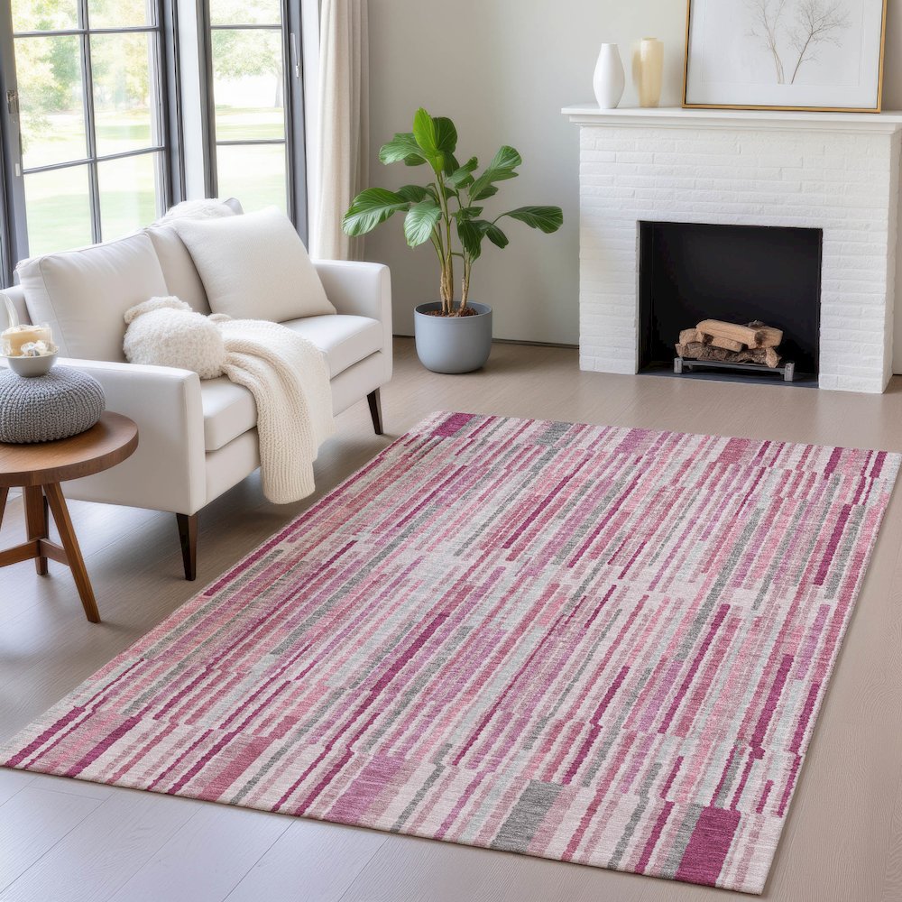 Machine Washable Indoor/Outdoor Chantille ACN2102 Blush 2'6" x 3'10" Rug. Picture 5