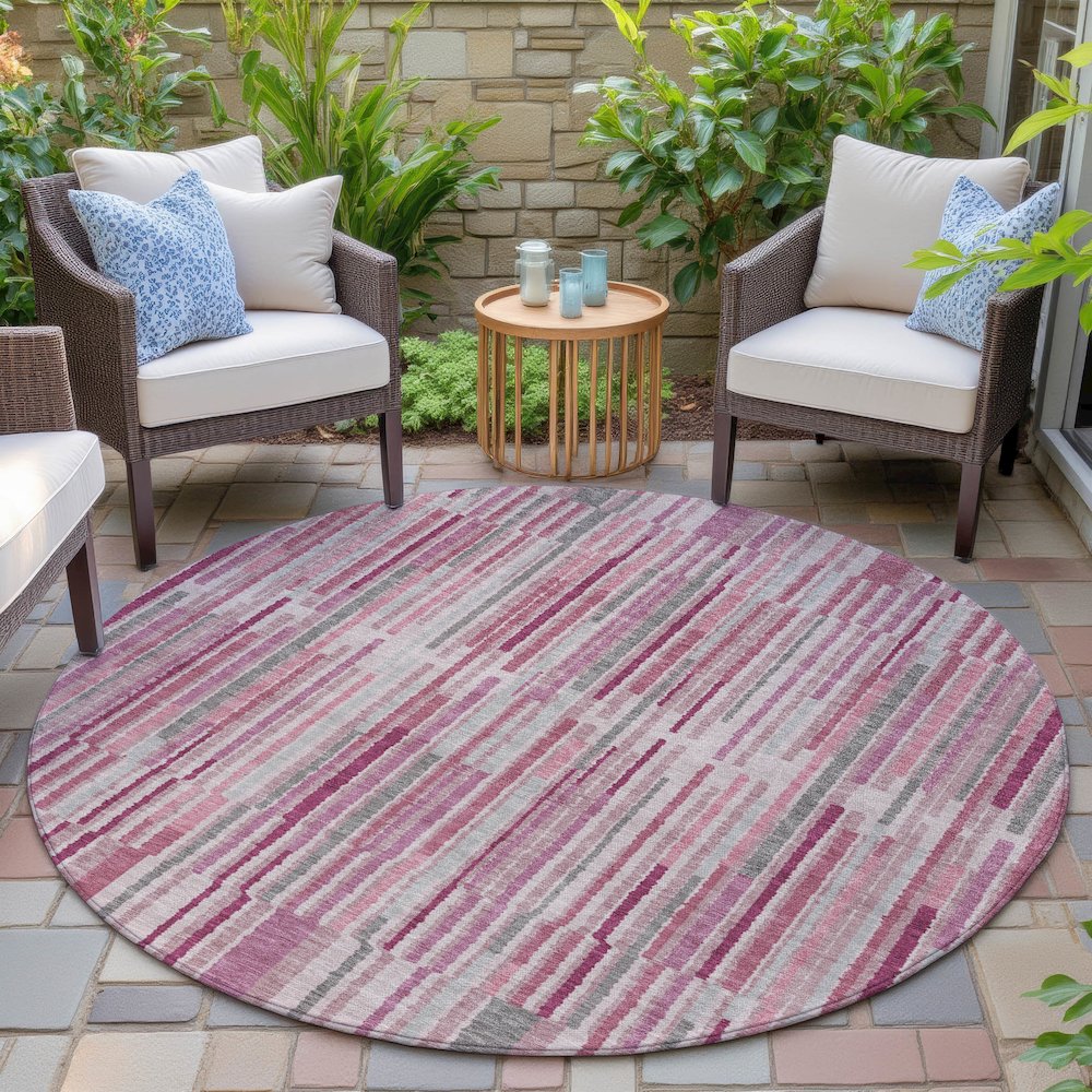 Machine Washable Indoor/Outdoor Chantille ACN2102 Blush 8' x 8' Round Rug. Picture 6