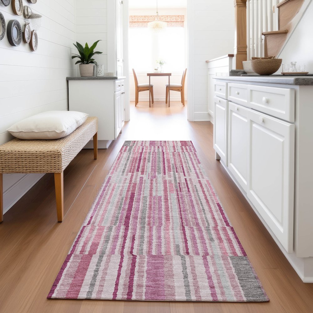 Machine Washable Indoor/Outdoor Chantille ACN2102 Blush 2'3" x 7'6" Runner Rug. Picture 5