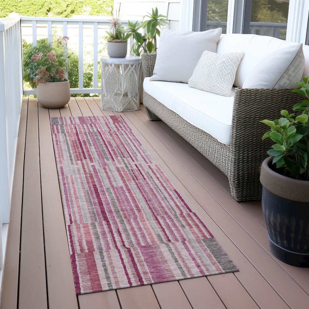 Machine Washable Indoor/Outdoor Chantille ACN2102 Blush 2'3" x 7'6" Runner Rug. Picture 6