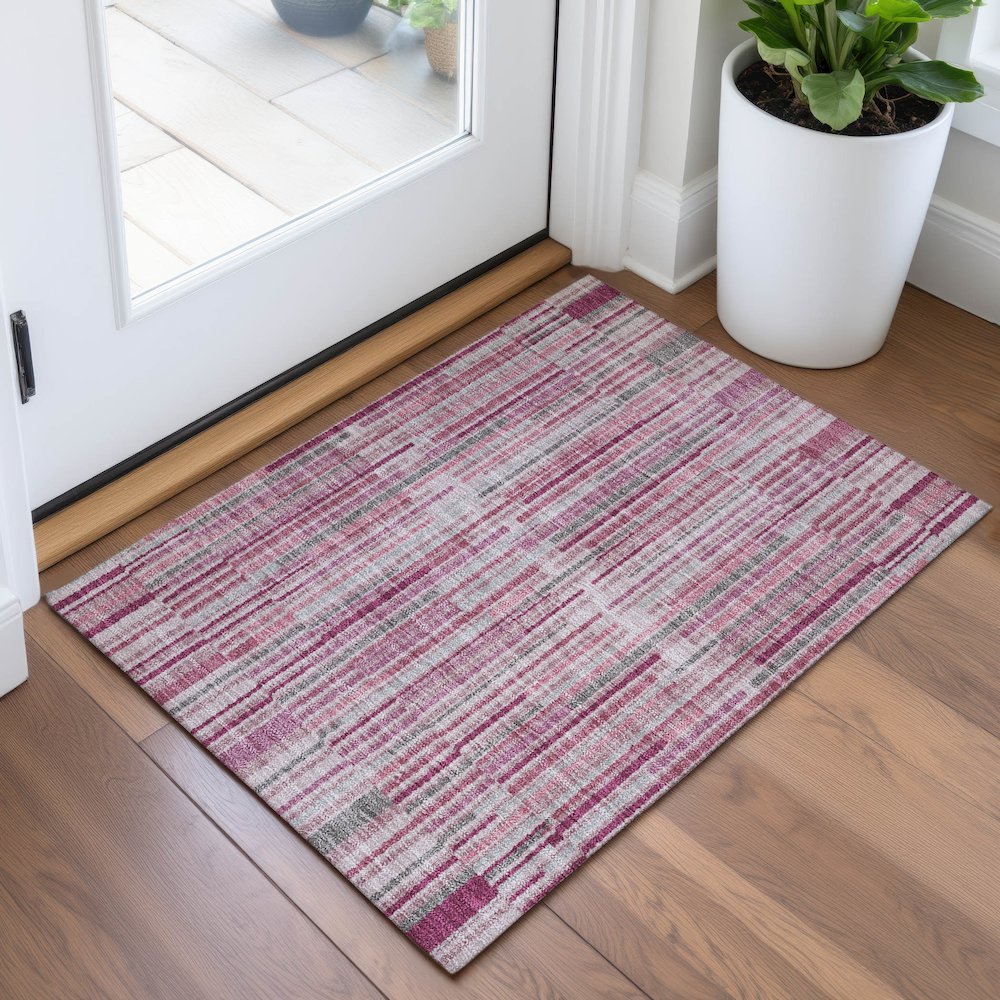Machine Washable Indoor/Outdoor Chantille ACN2102 Blush 1'8" x 2'6" Rug. Picture 5