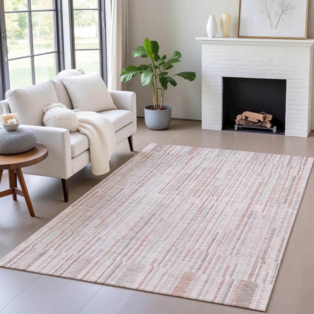 Machine Washable Indoor/Outdoor Chantille ACN2102 Coral 2'6" x 3'10" Rug. Picture 5