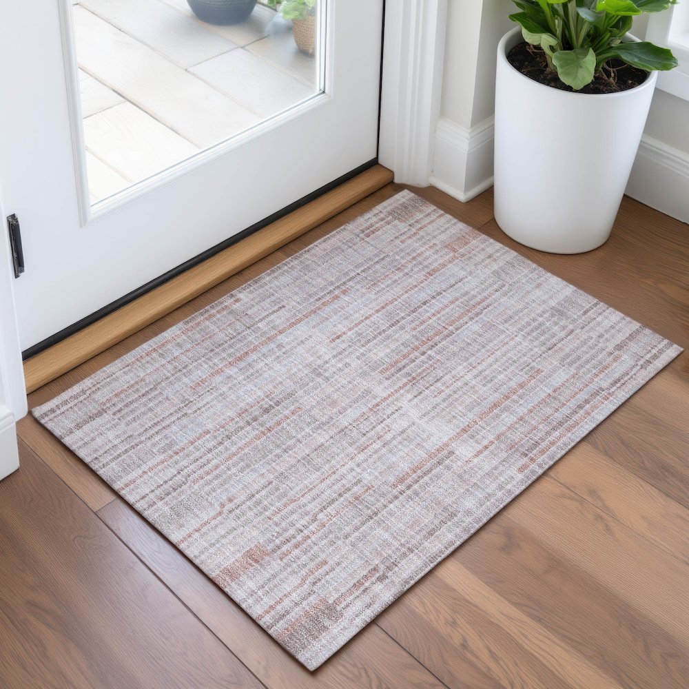 Machine Washable Indoor/Outdoor Chantille ACN2102 Coral 1'8" x 2'6" Rug. Picture 5